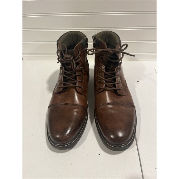 Ashford Hayes Men's Low Lace Up Brown Oxford Boot 10 Cap Toe Hipster Vegan - Picture 2 of 11